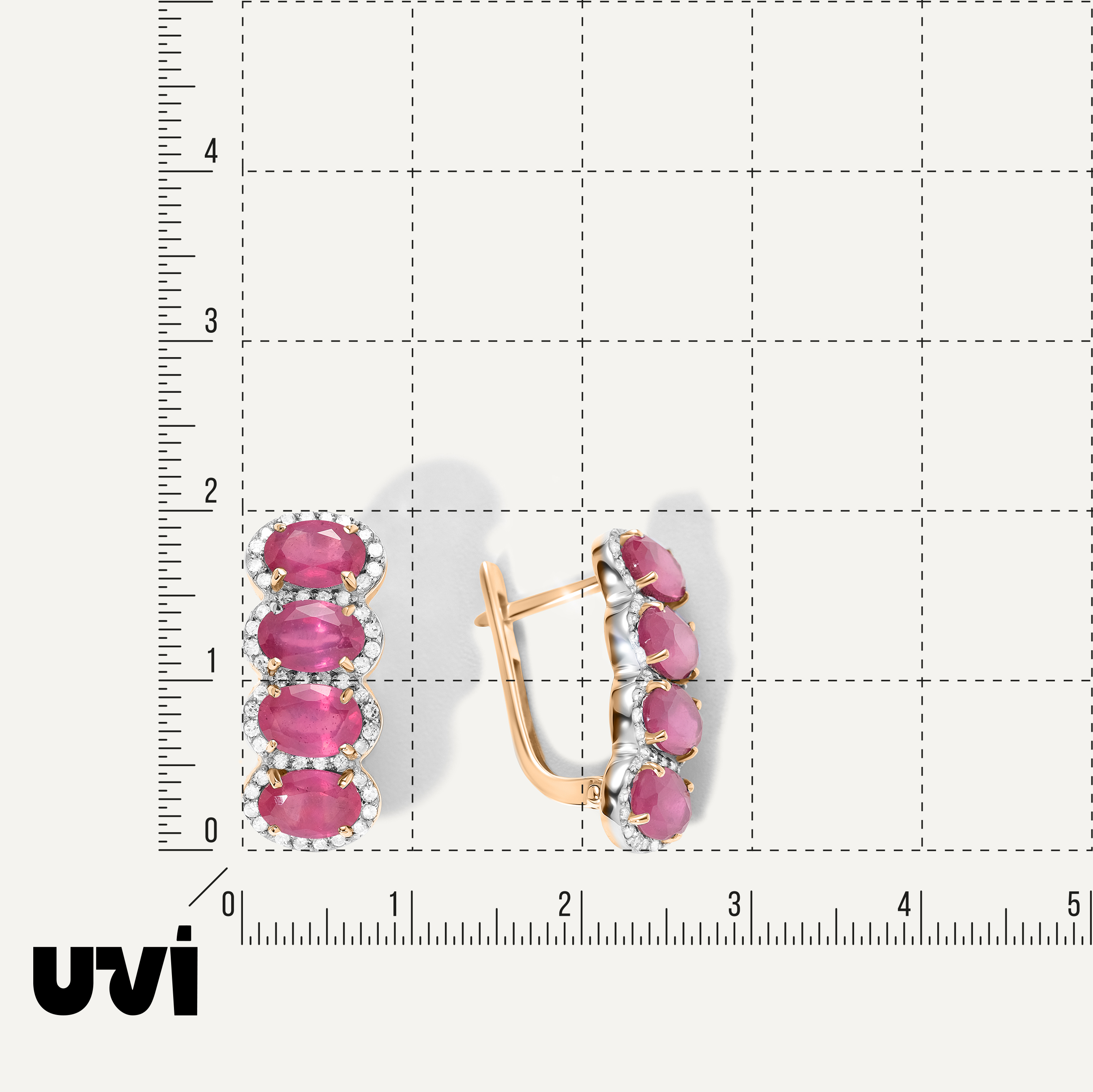 Серьги из желтого золота с рубинами