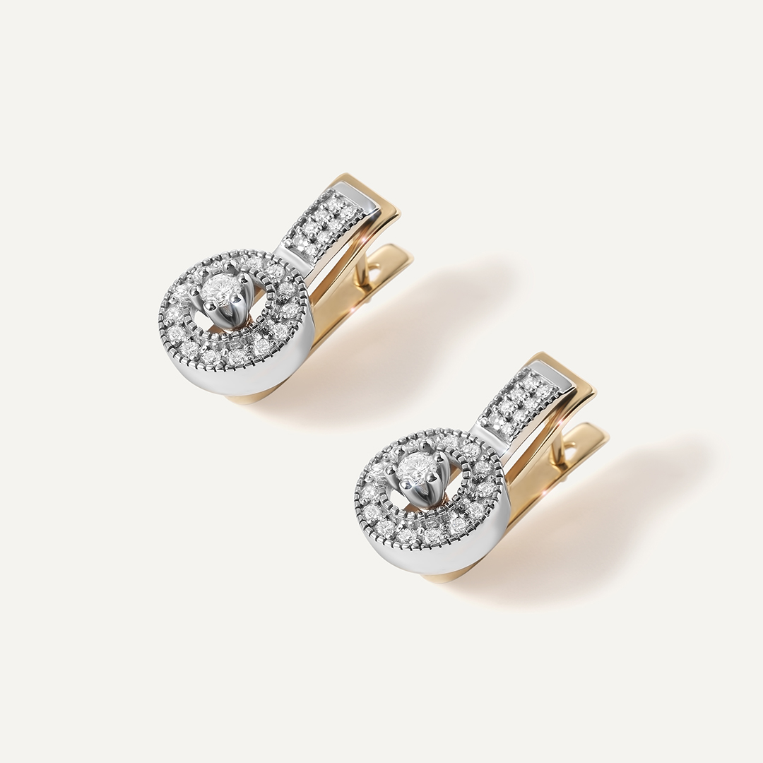 Серьги из комбинированного золота с бриллиантами