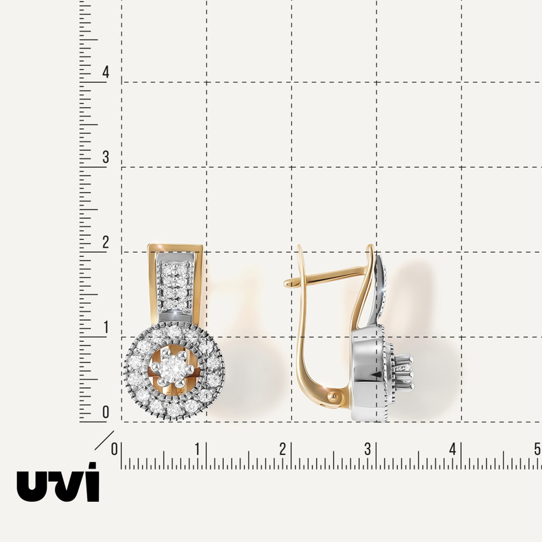 Серьги из комбинированного золота с бриллиантами