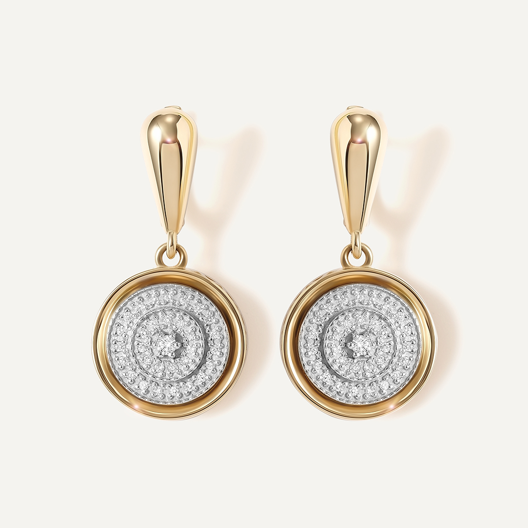 Серьги из комбинированного золота с бриллиантами