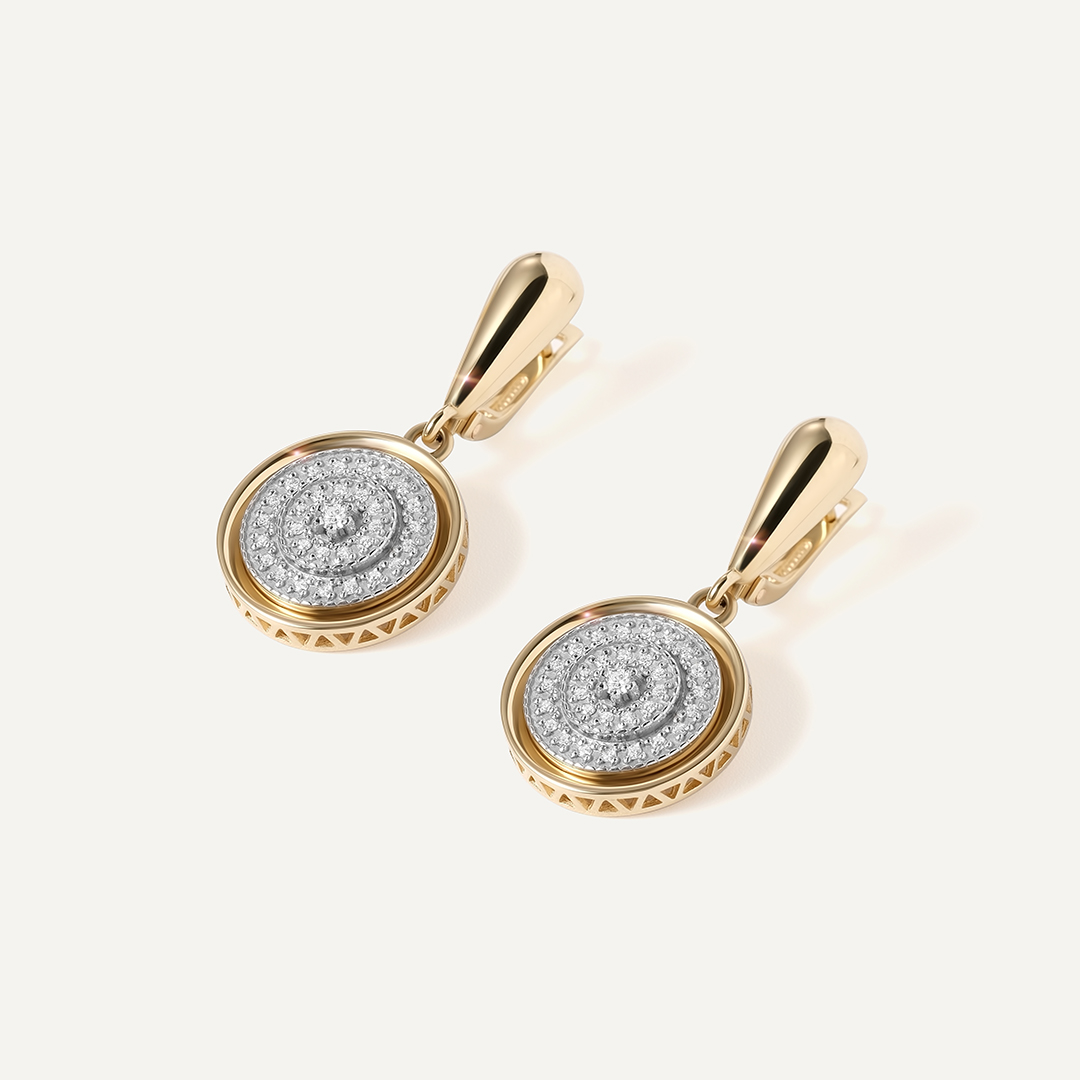 Серьги из комбинированного золота с бриллиантами