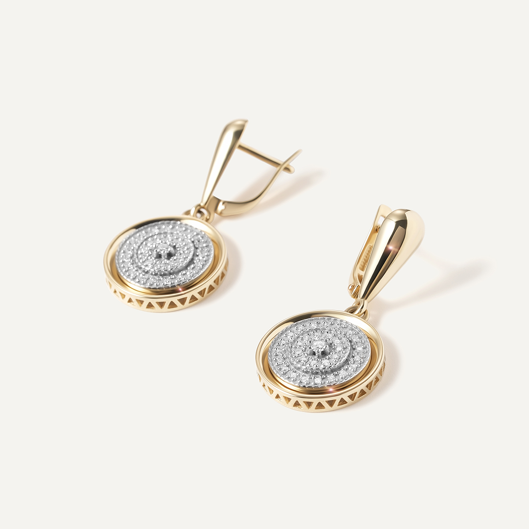 Серьги из комбинированного золота с бриллиантами