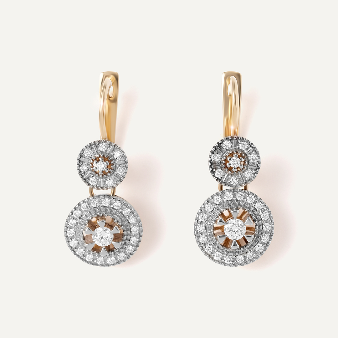 Серьги из желтого золота с бриллиантами