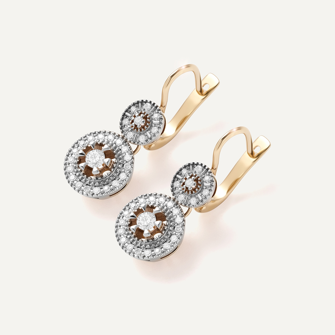 Серьги из желтого золота с бриллиантами