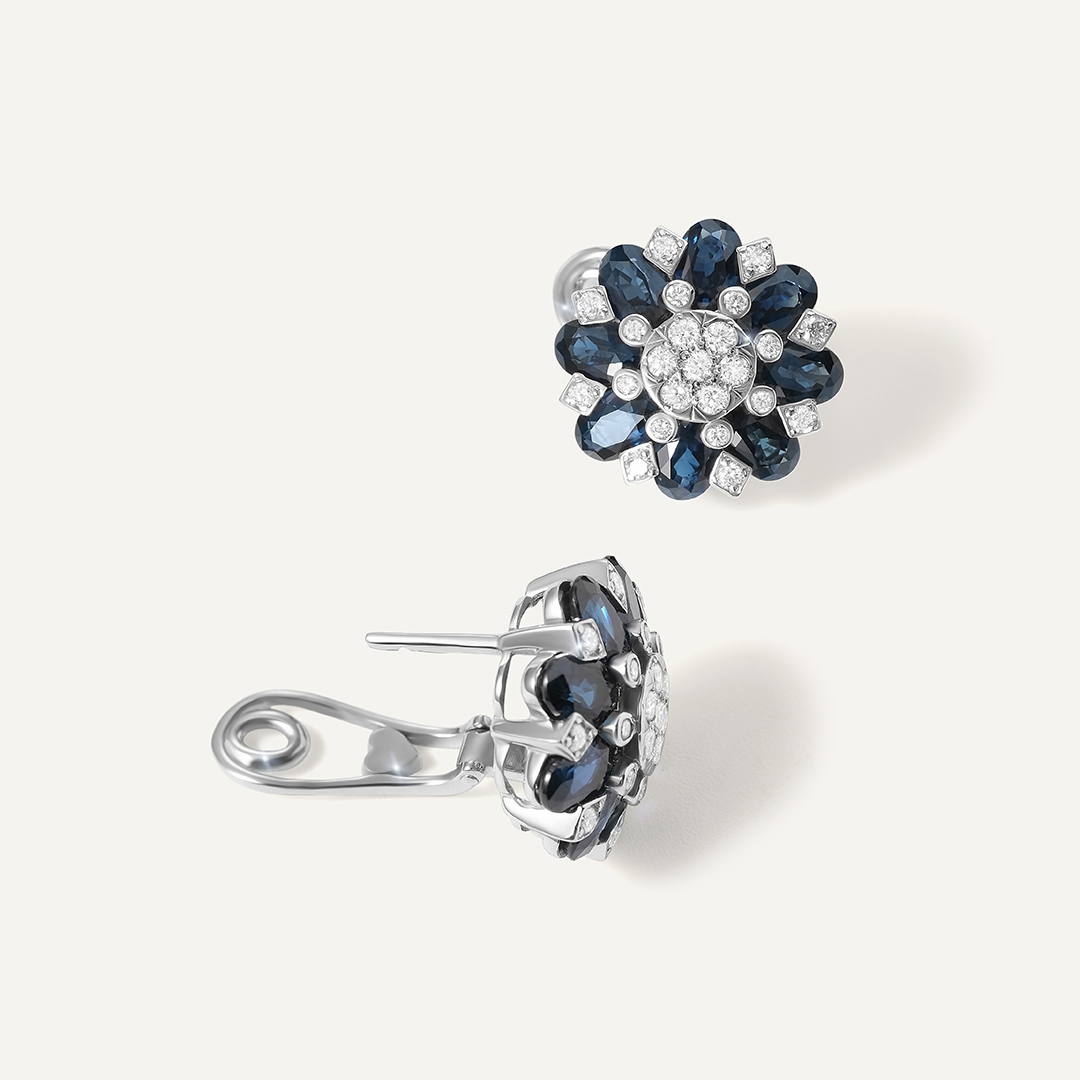Серьги из белого золота с сапфирами