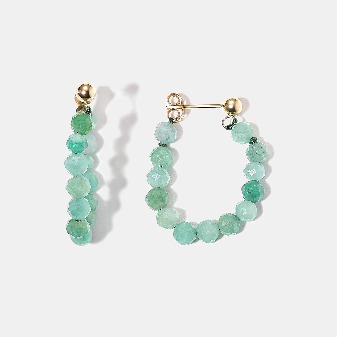 Серьги-пусеты из желтого золота с изумрудами