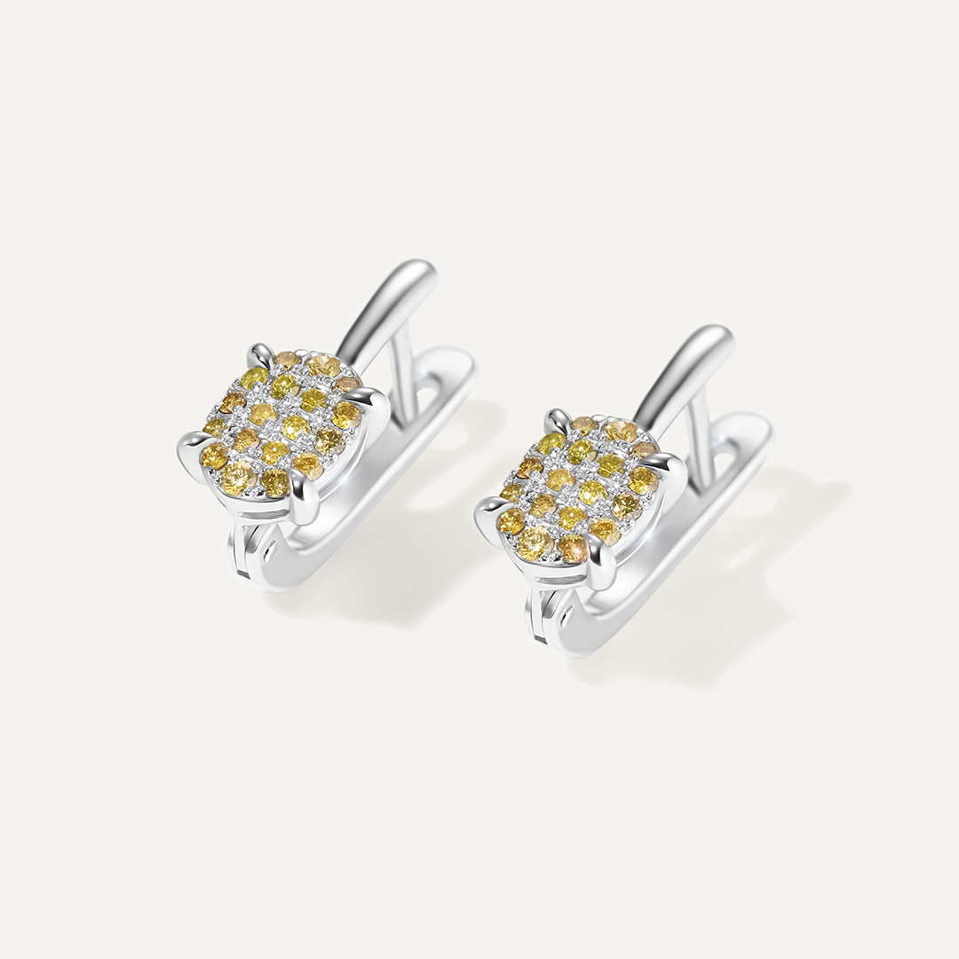 Серьги из белого золота с желтыми бриллиантами