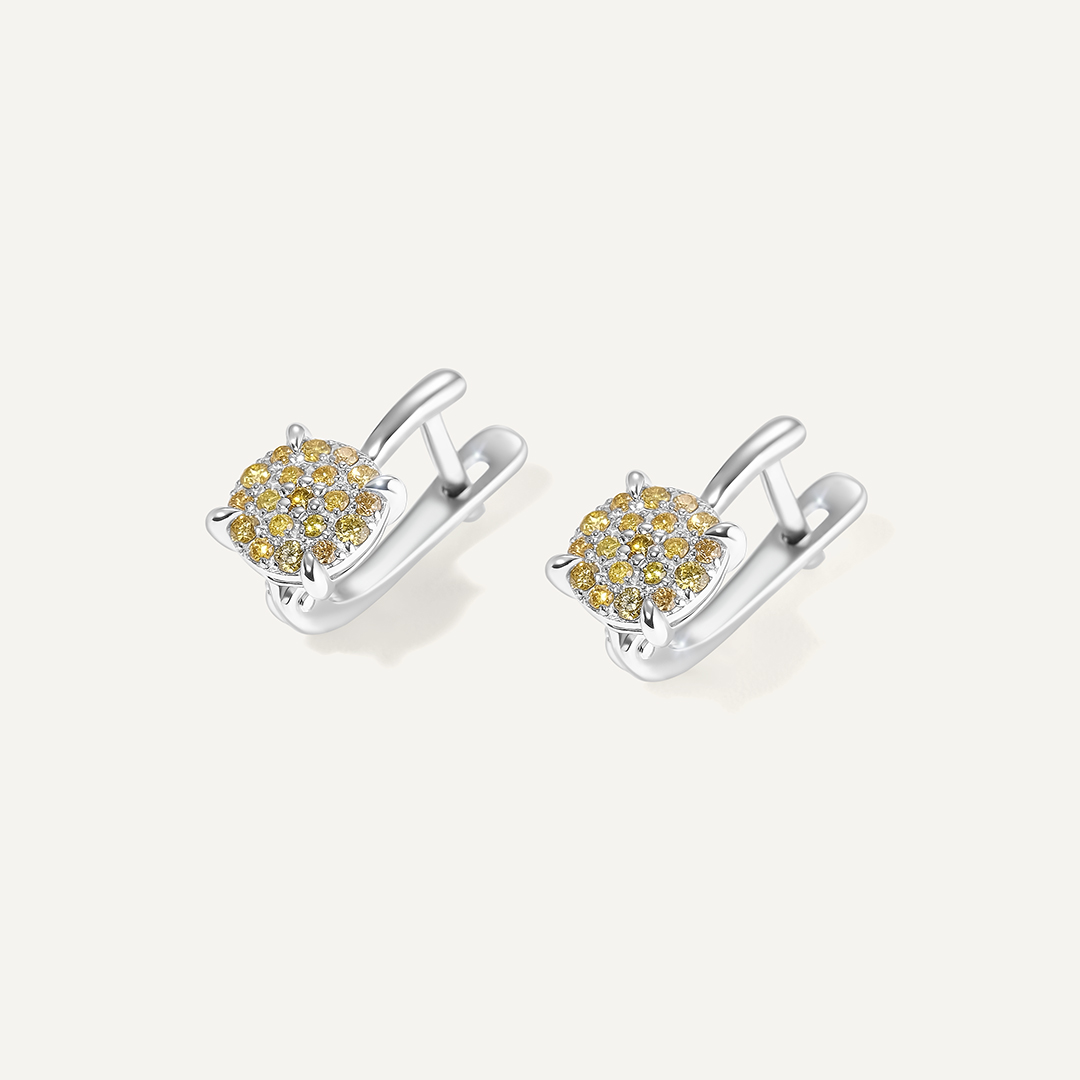 Серьги из белого золота с желтыми бриллиантами