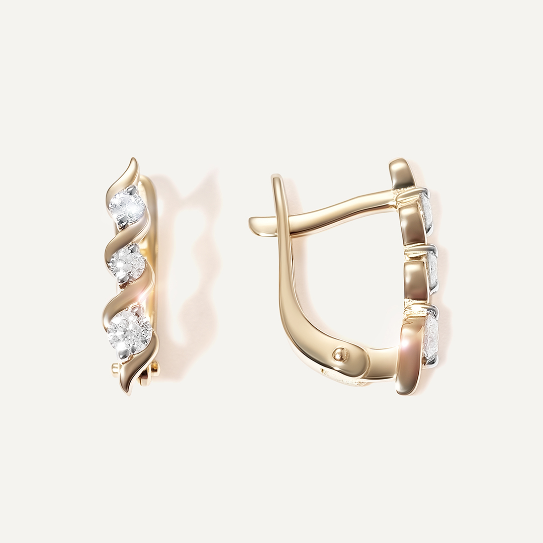 Серьги из желтого золота с бриллиантами