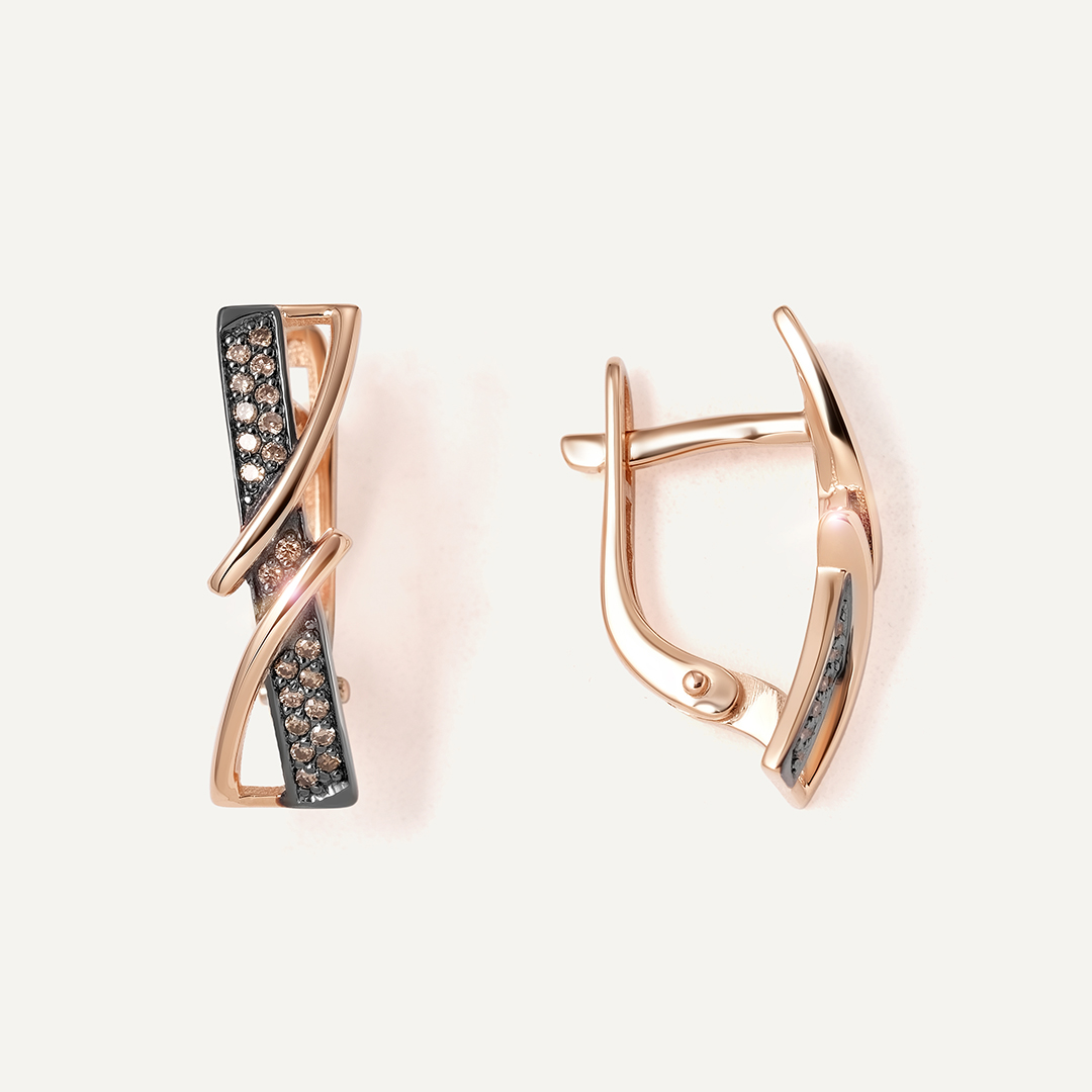 Серьги из золота с коньячными бриллиантами