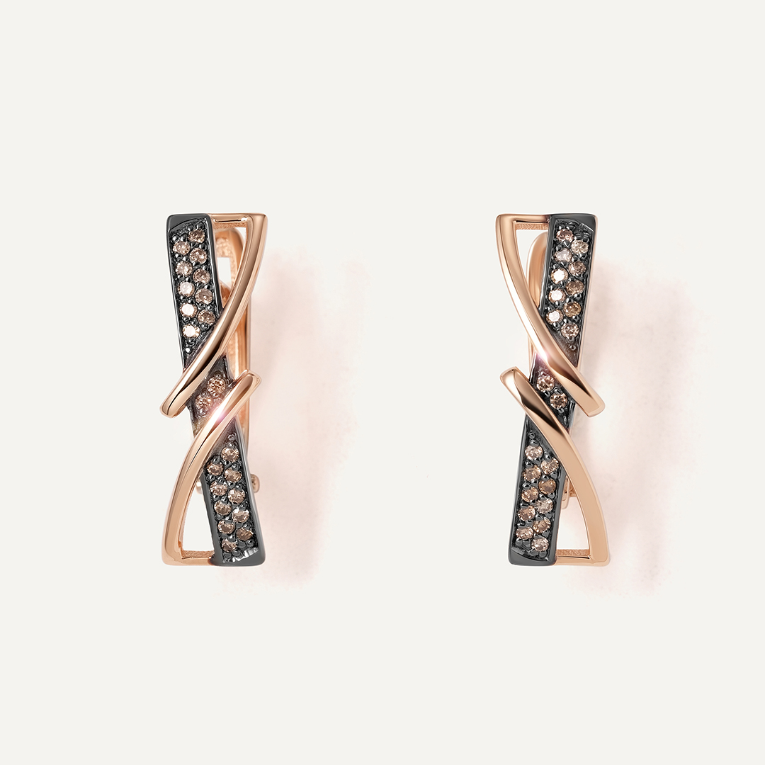 Серьги из золота с коньячными бриллиантами