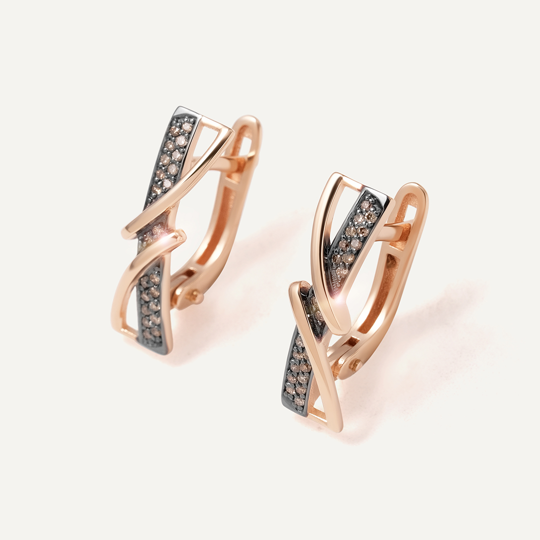 Серьги из золота с коньячными бриллиантами