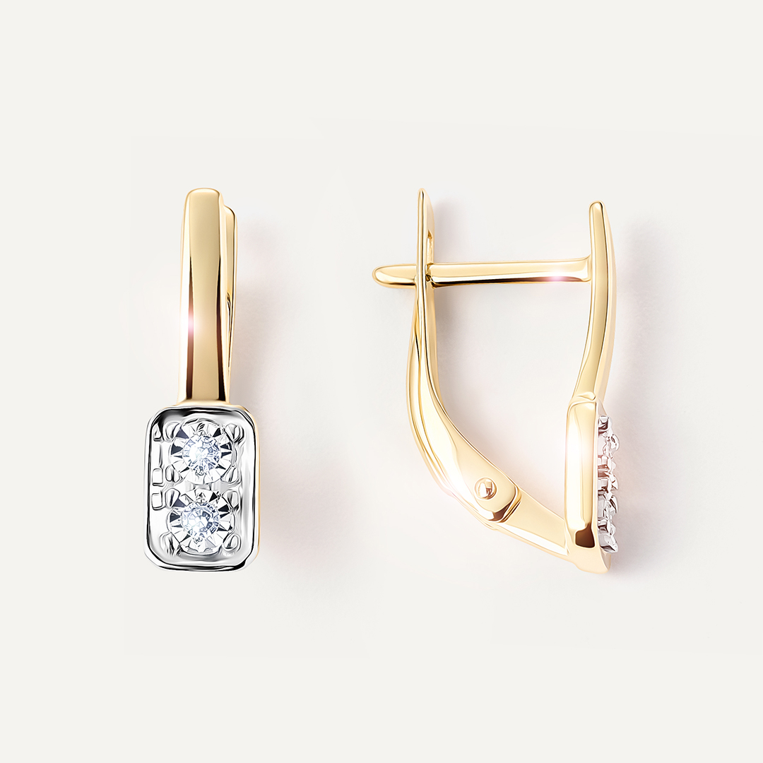 Серьги из желтого золота с бриллиантами