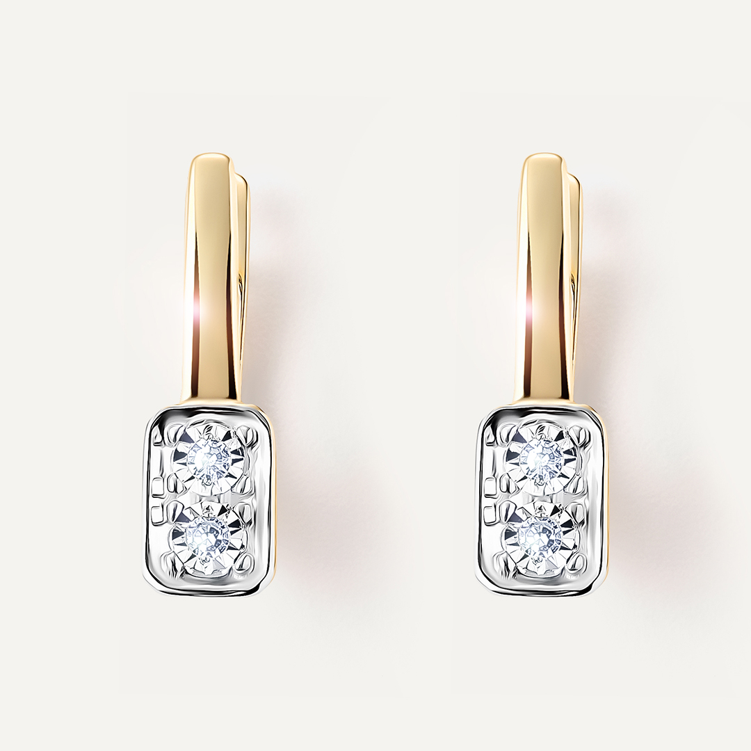 Серьги из желтого золота с бриллиантами