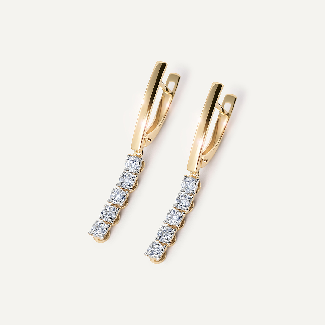 Серьги из желтого золота с бриллиантами