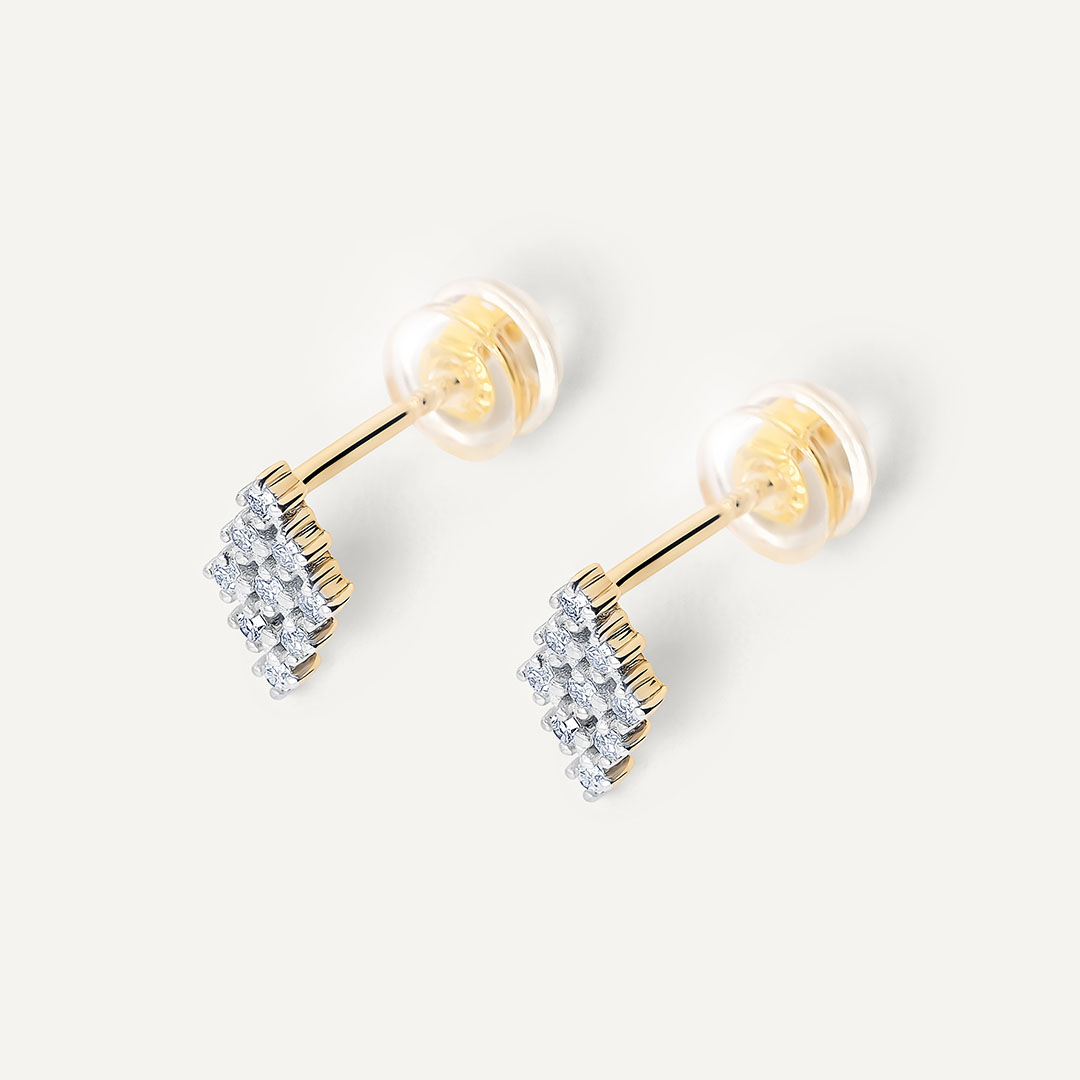 Серьги-пусеты из желтого золота с бриллиантами