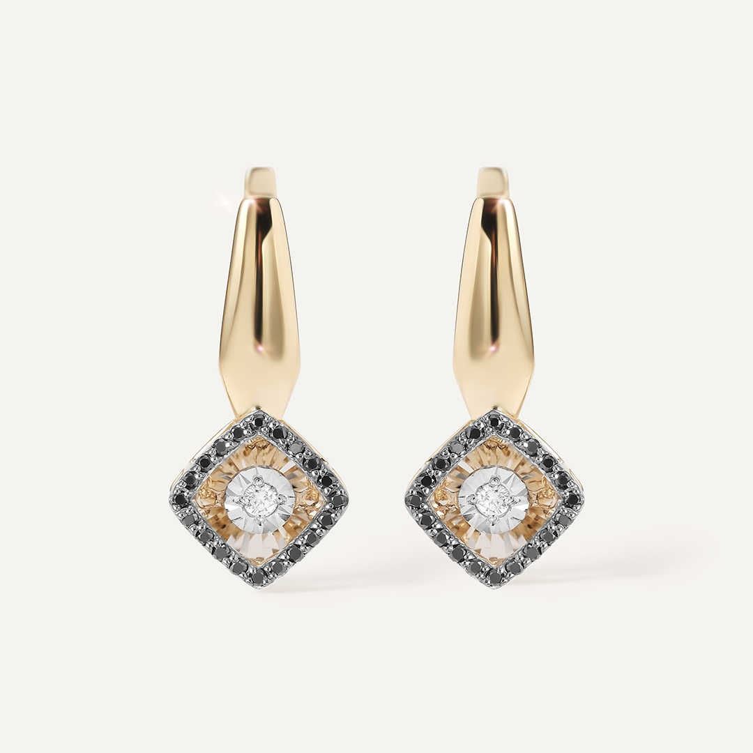 Серьги из желтого золота с бриллиантами "Танцующие камни"