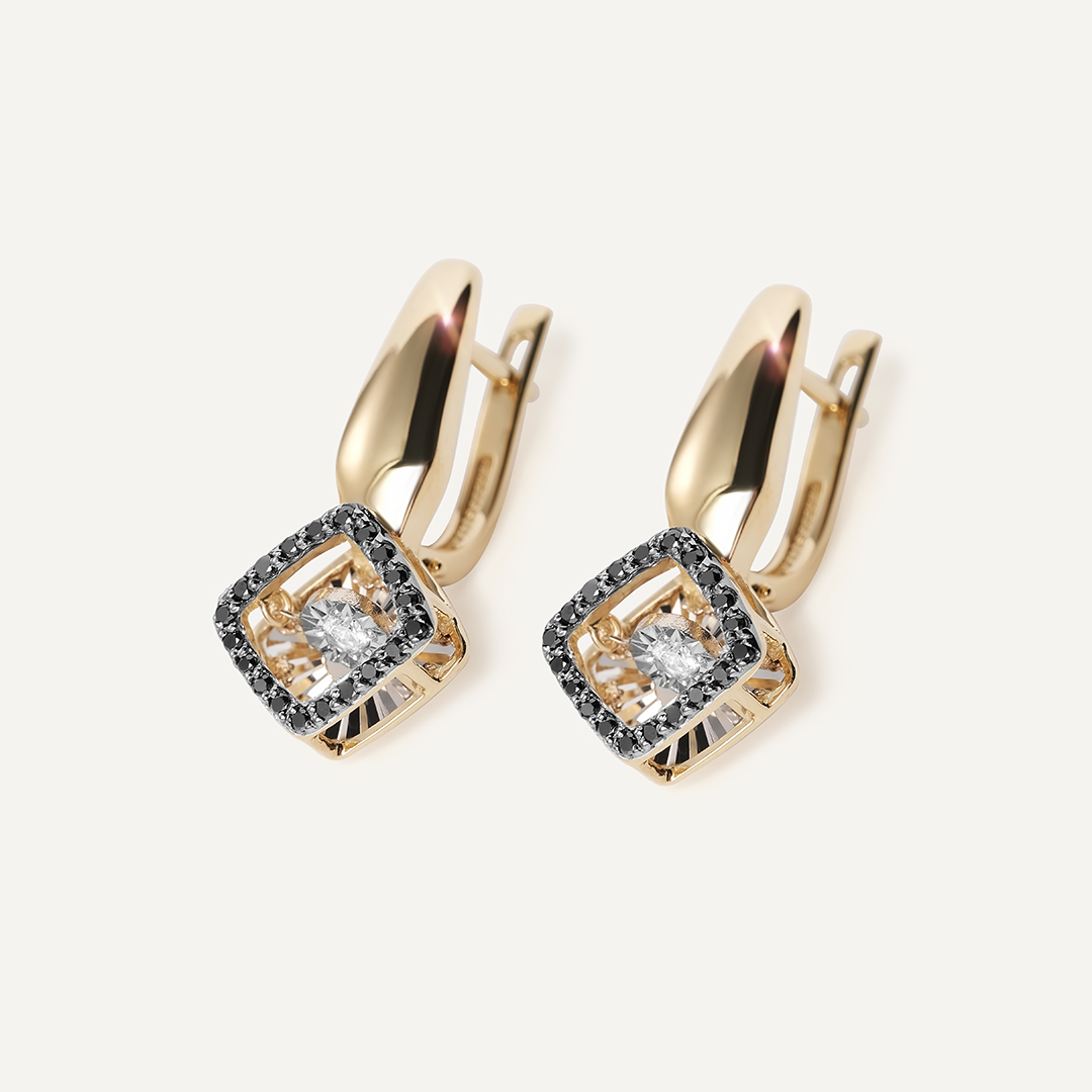 Серьги из желтого золота с бриллиантами "Танцующие камни"