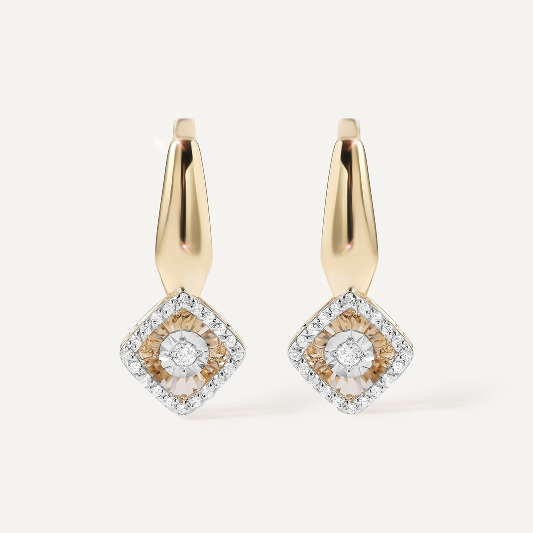 Серьги из желтого золота с бриллиантами "Танцующий камень"