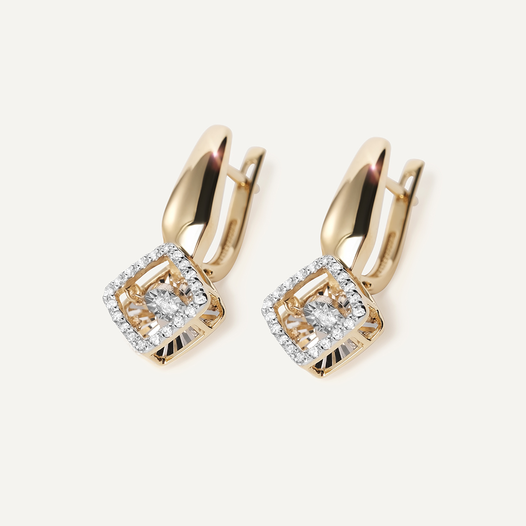 Серьги из желтого золота с бриллиантами "Танцующий камень"