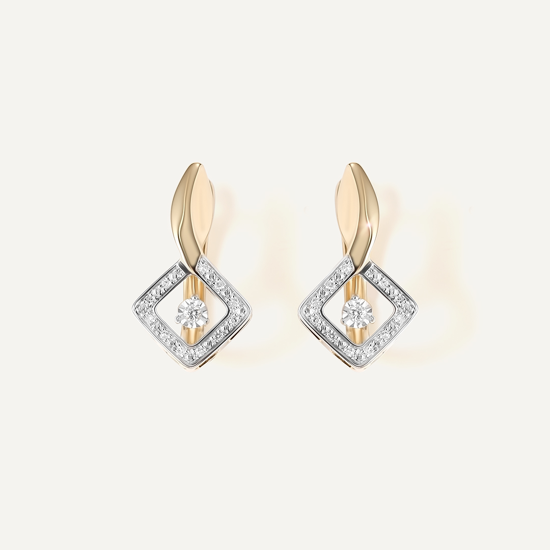 Серьги из желтого золота с бриллиантами