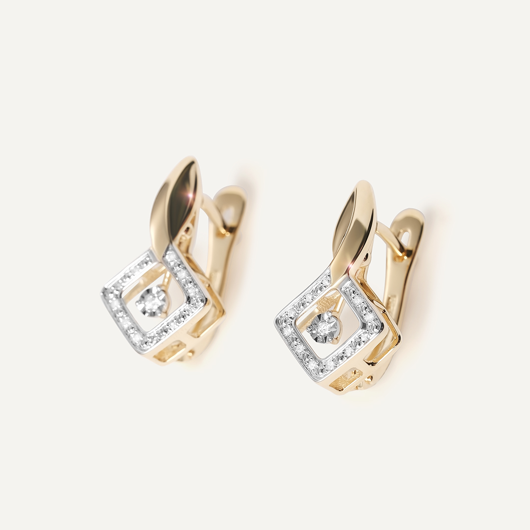 Серьги из желтого золота с бриллиантами