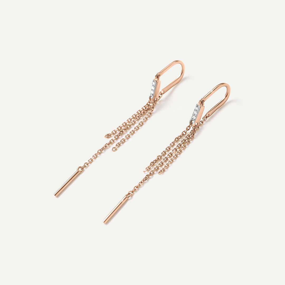 Серьги-протяжки из золота с бриллиантами