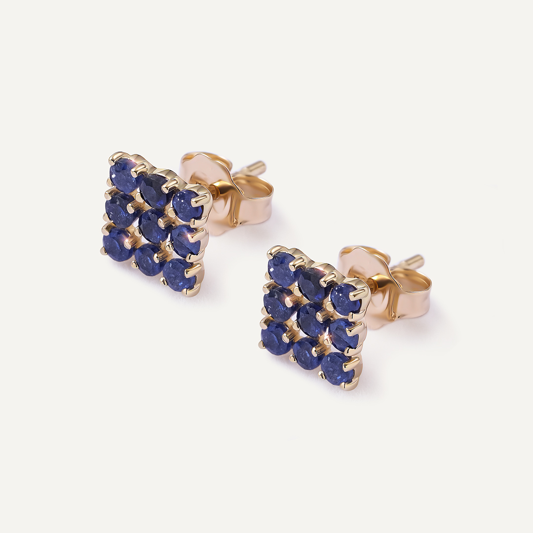 Серьги-пусеты из желтого золота с сапфирами