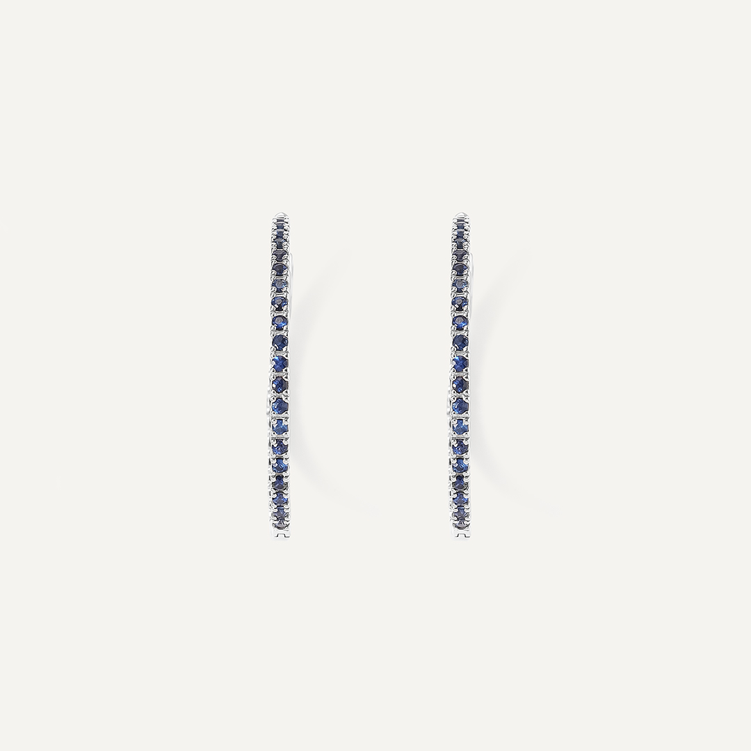 Серьги-конго из белого золота с сапфирами