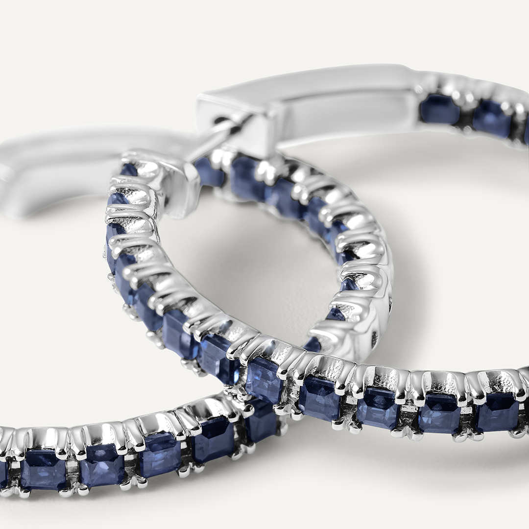 Серьги-конго из белого золота с сапфирами