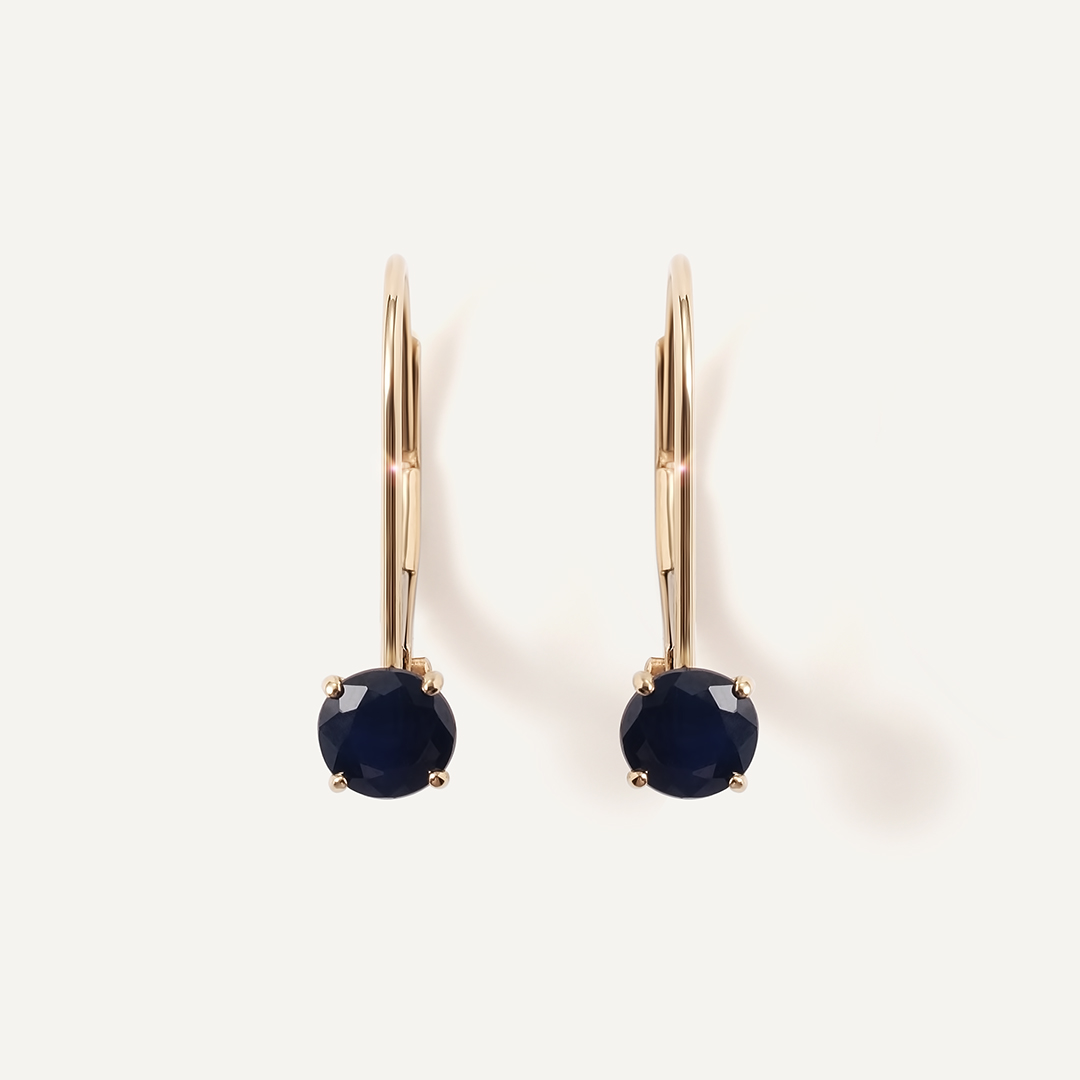 Серьги из желтого золота с сапфирами