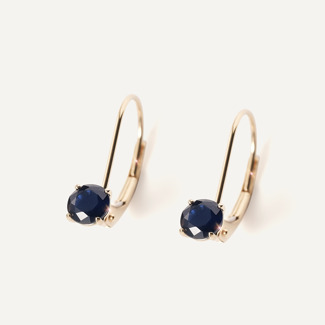 Серьги из желтого золота с сапфирами