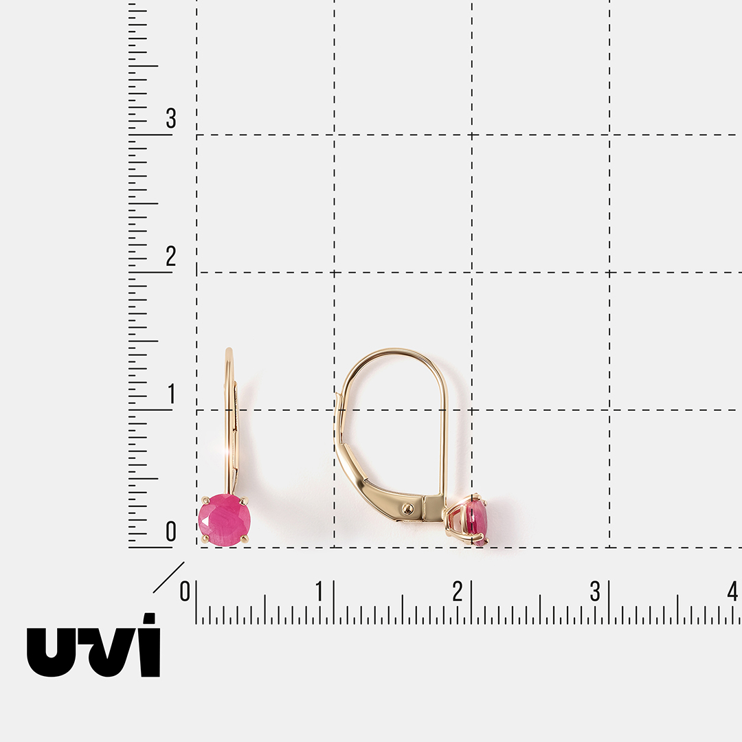 Серьги из желтого золота с рубинами