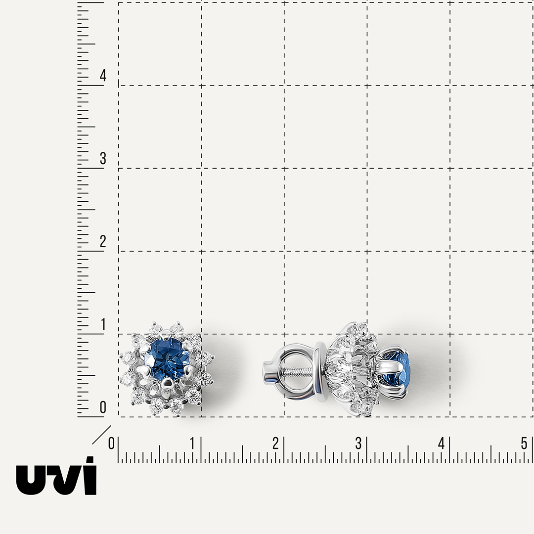Серьги-пусеты из белого золота с сапфирами