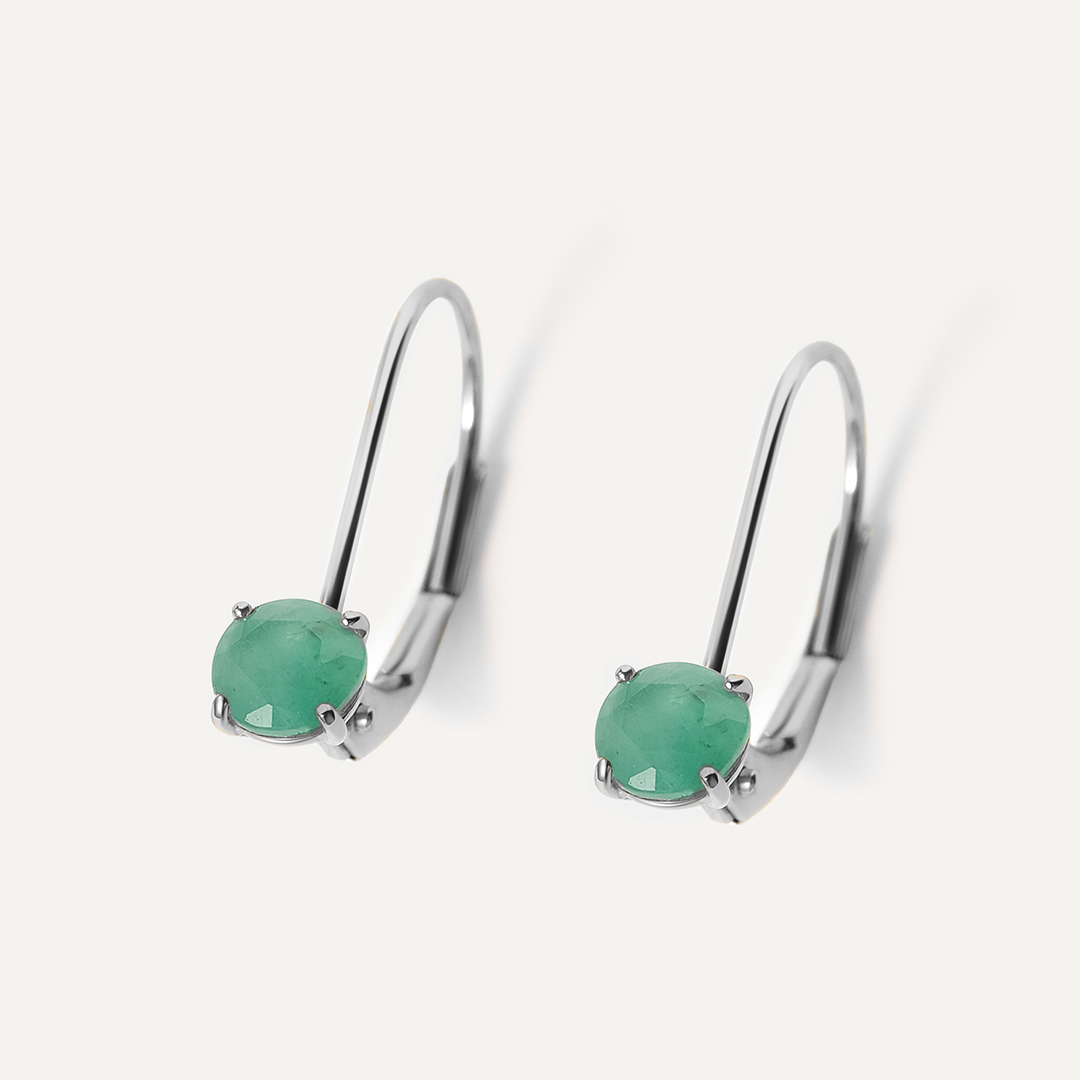 Серьги из белого золота с изумрудами