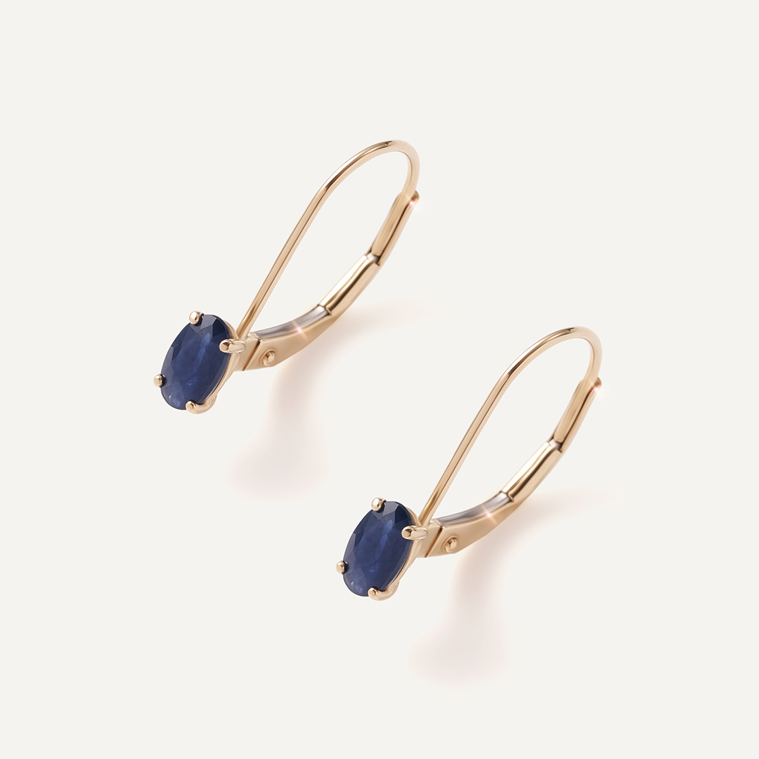 Серьги из желтого золота с сапфирами