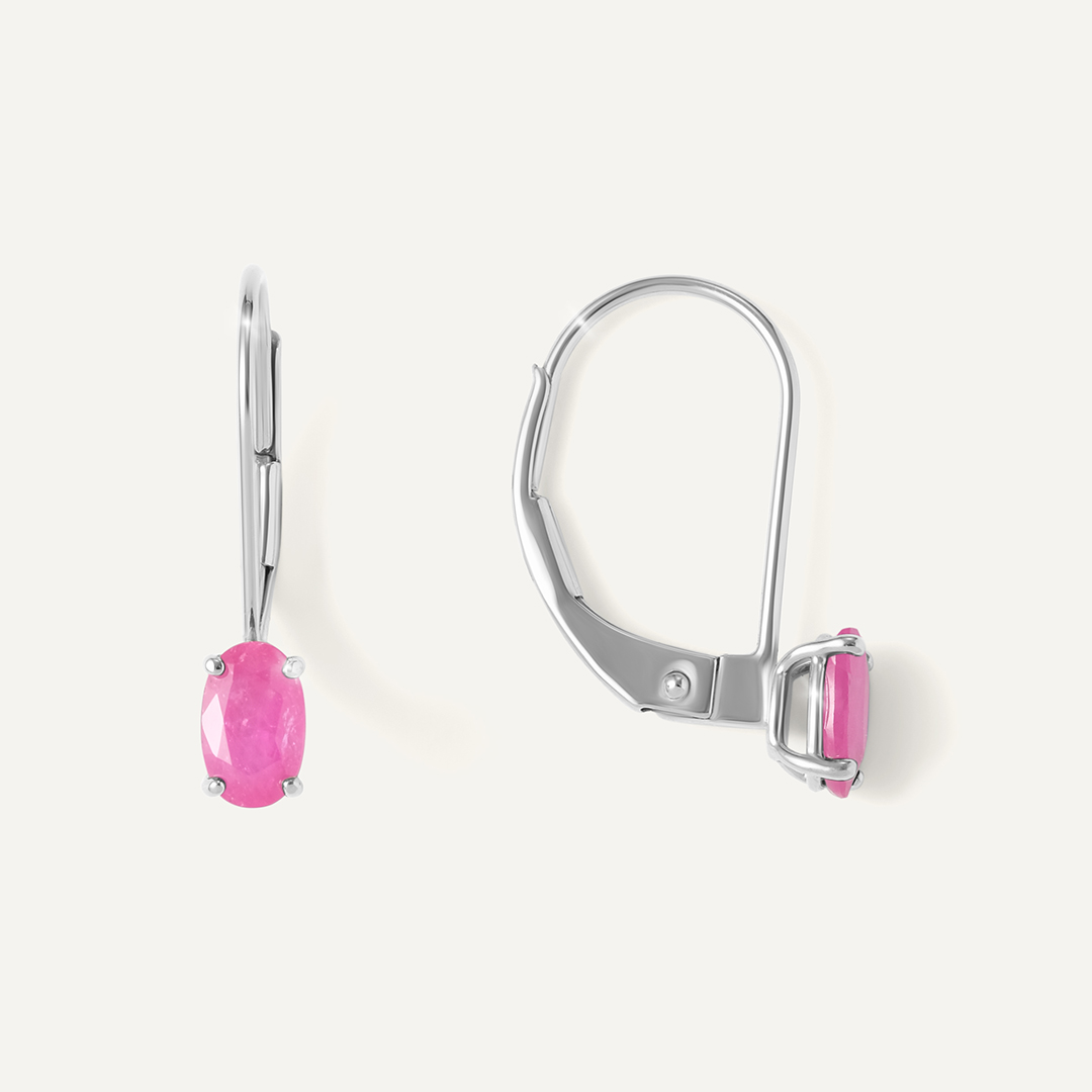 Серьги из белого золота с рубинами