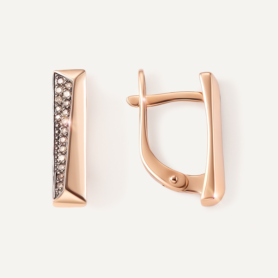 Серьги из золота с коньячными бриллиантами