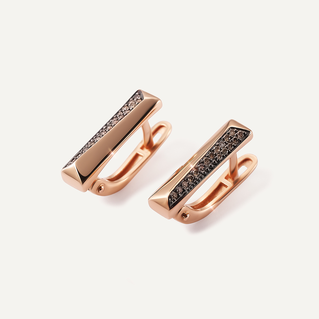 Серьги из золота с коньячными бриллиантами