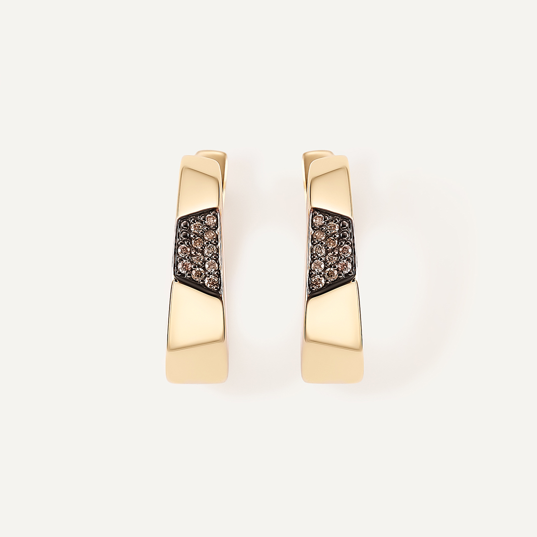 Серьги из желтого золота с коньячными бриллиантами