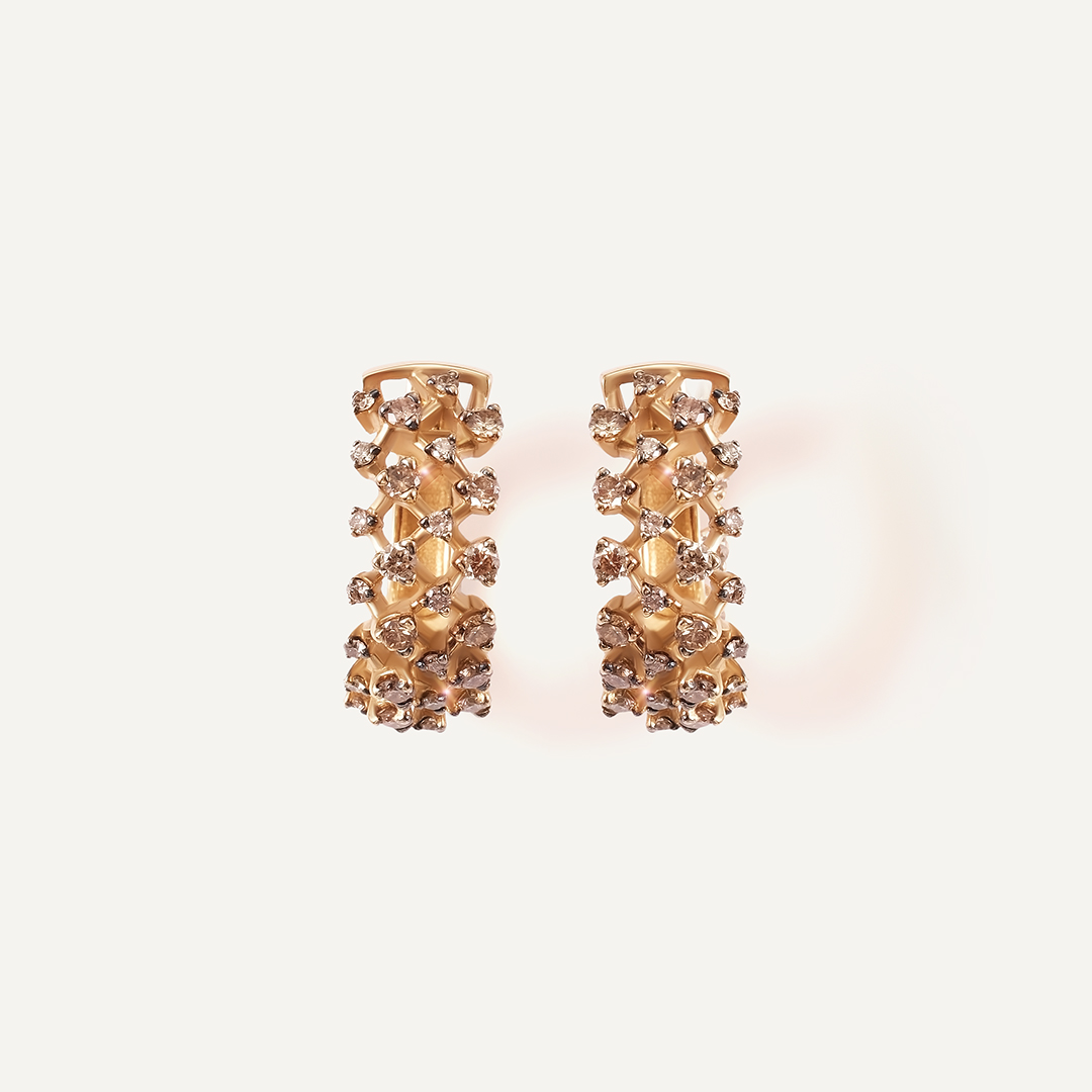 Серьги-конго из желтого золота с бриллиантами