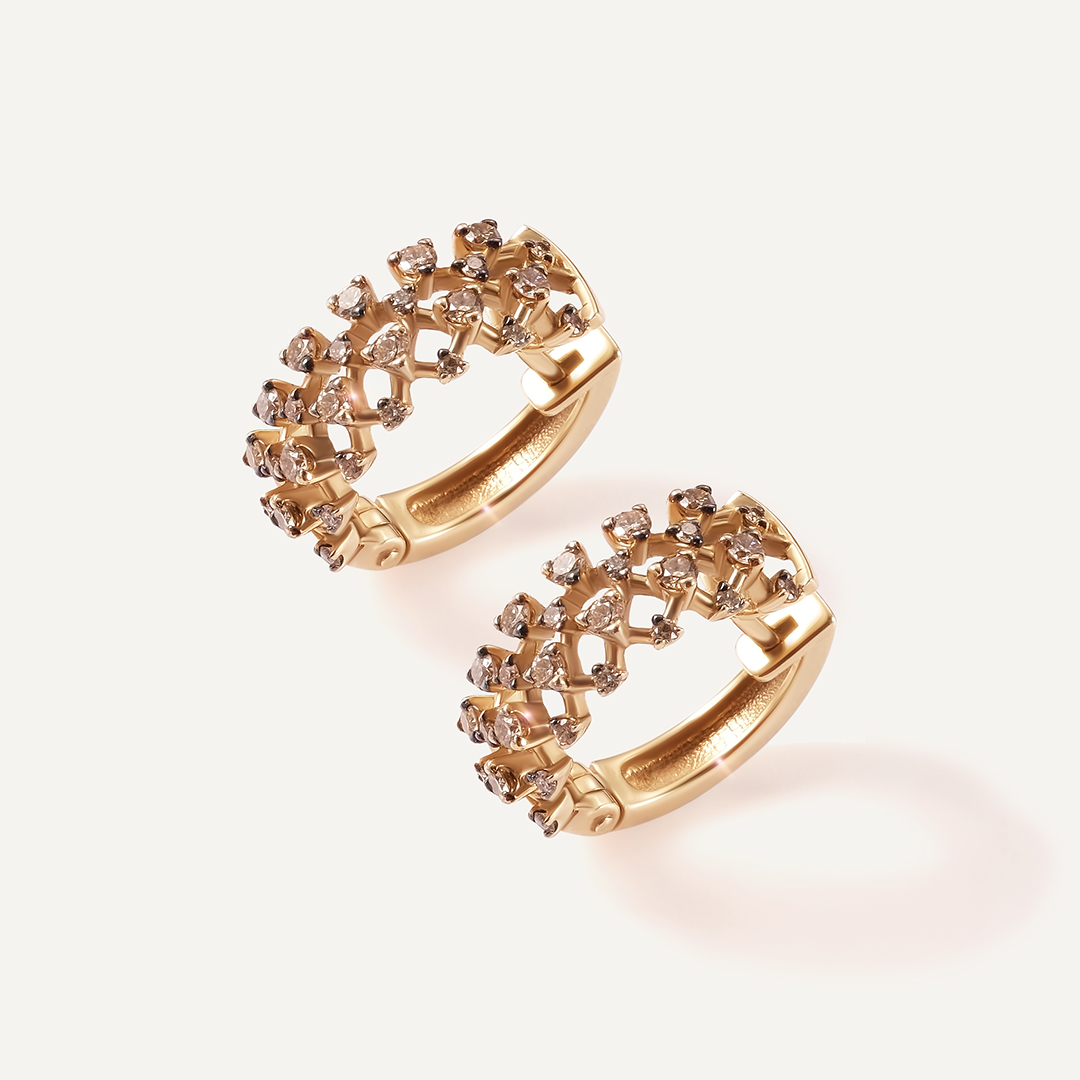 Серьги-конго из желтого золота с бриллиантами