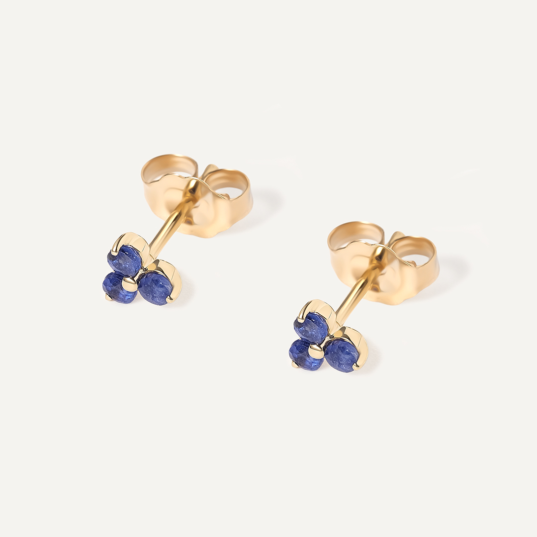 Серьги-пусеты из желтого золота с сапфирами