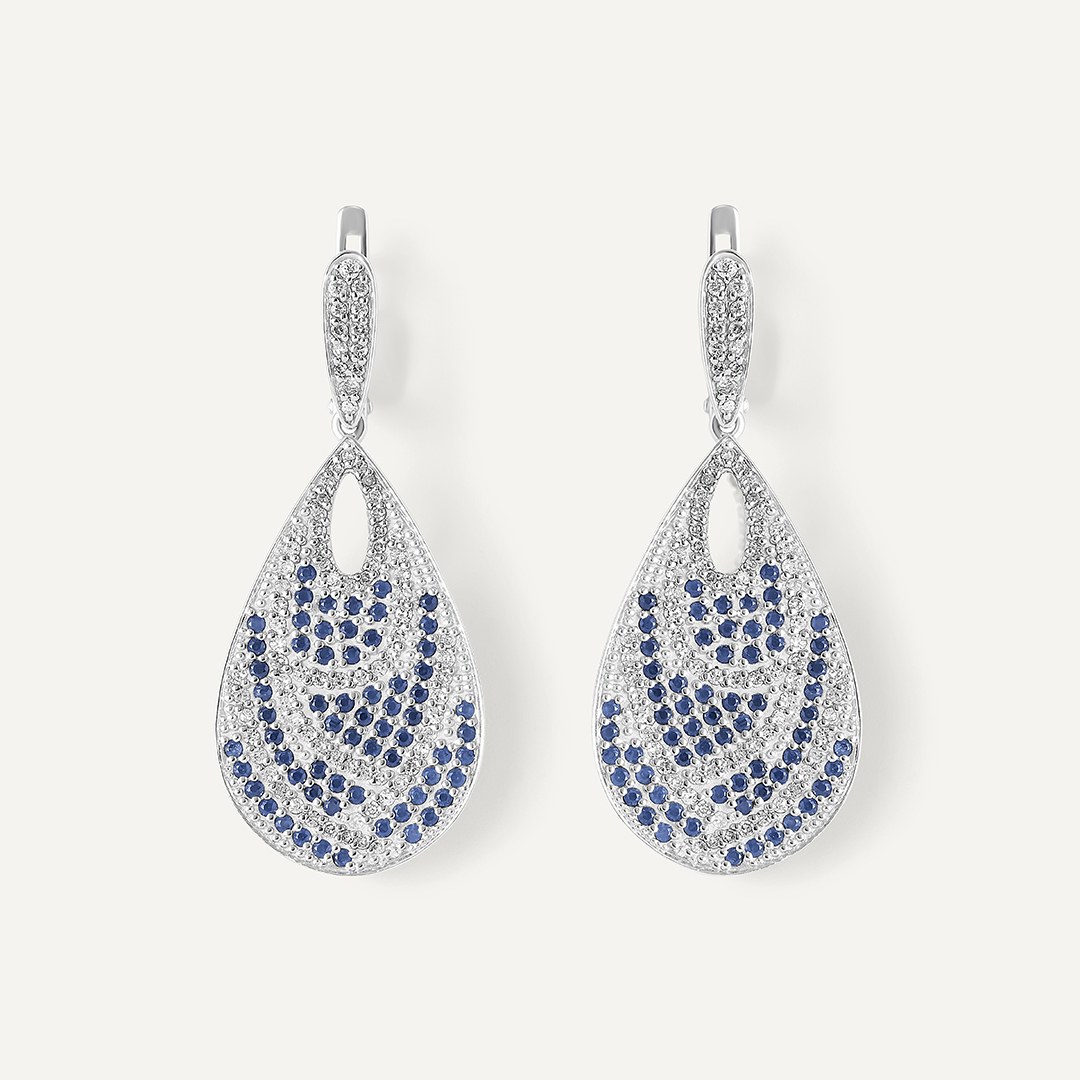 Серьги из белого золота с сапфирами