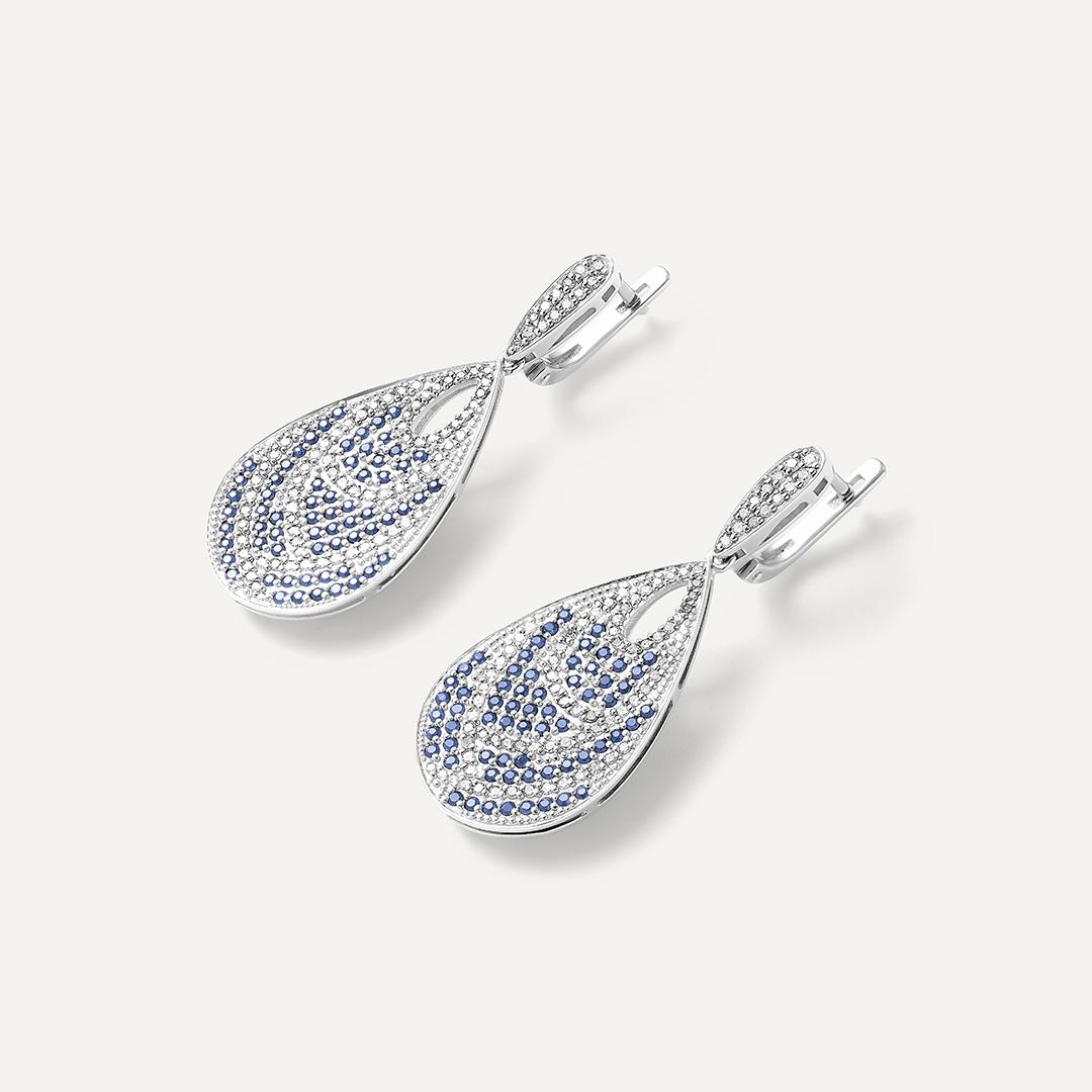 Серьги из белого золота с сапфирами