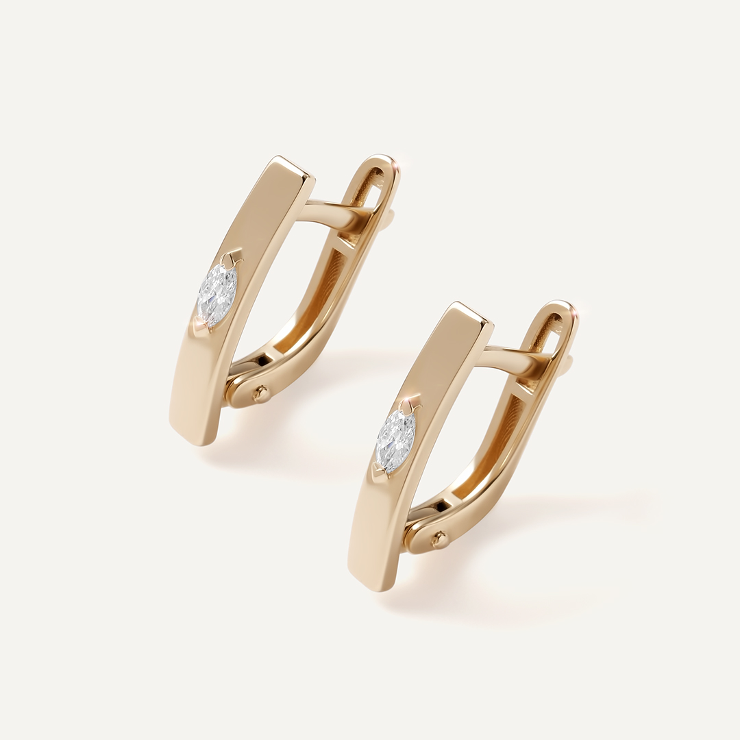 Серьги из желтого золота с бриллиантами