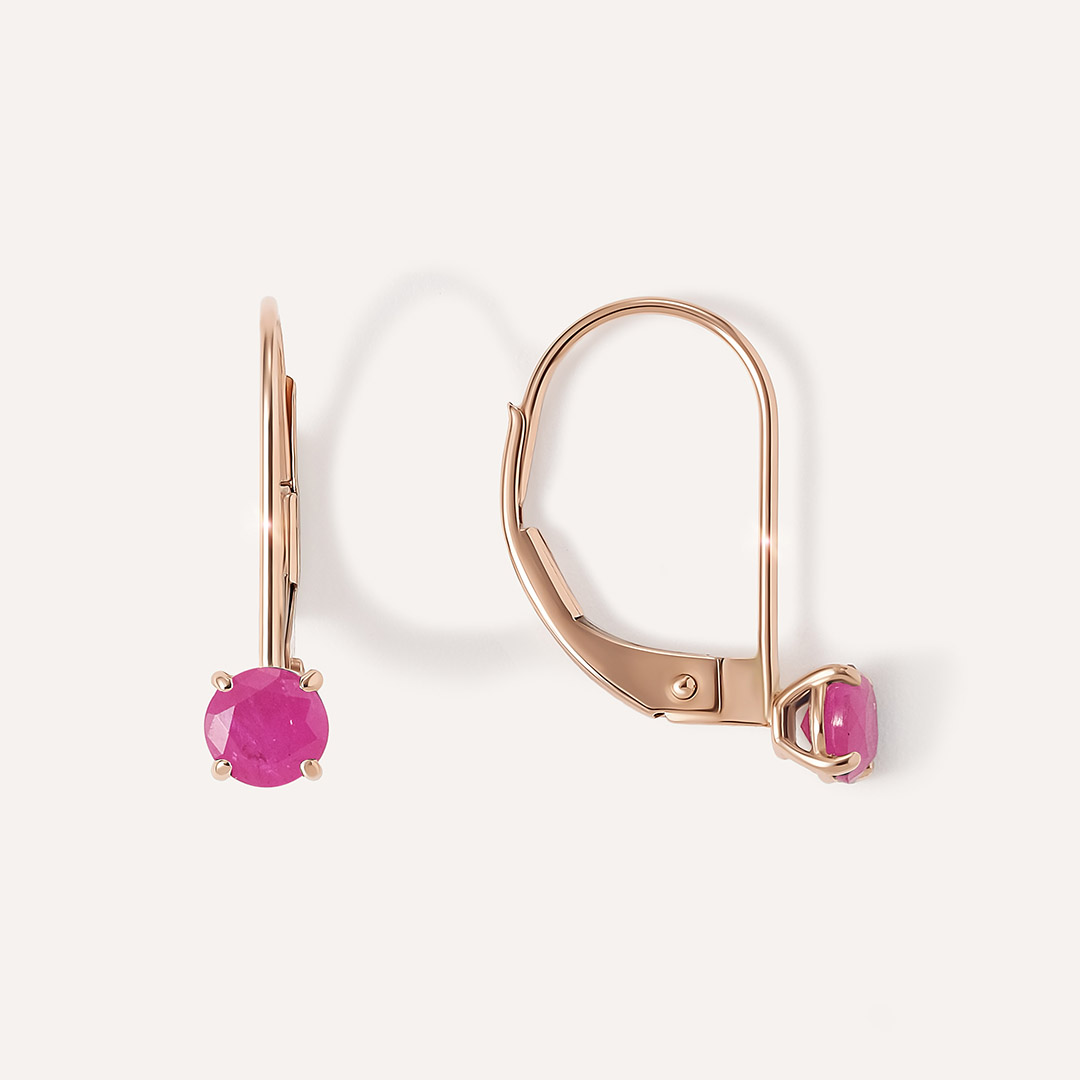 Серьги из золота с рубинами