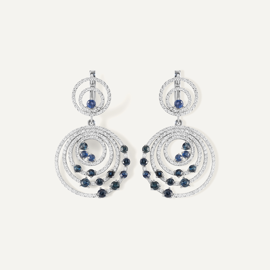 Серьги из белого золота с сапфирами