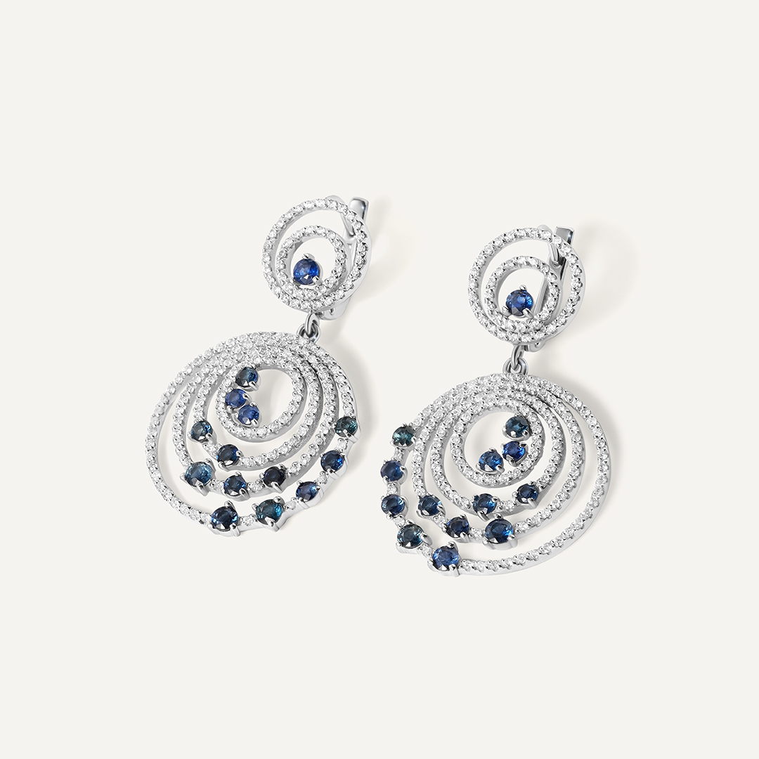 Серьги из белого золота с сапфирами