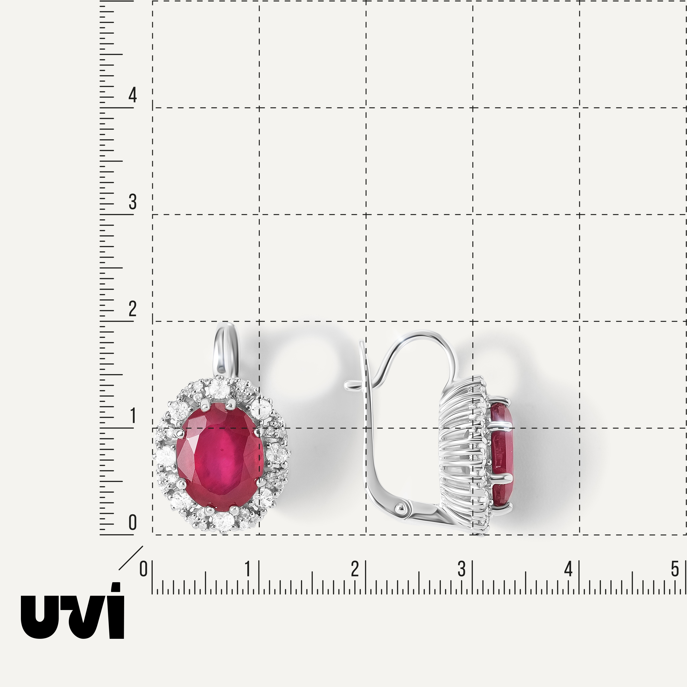 Серьги из белого золота с рубинами